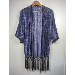 Zara Velvet Burnout Kimono Cardigan Medium Velvet Burnout Whimsigoth Witchy Boho